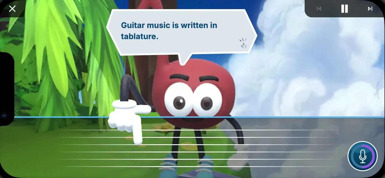 Lesson: Notey points at the tab, Guitar music is written in tablature