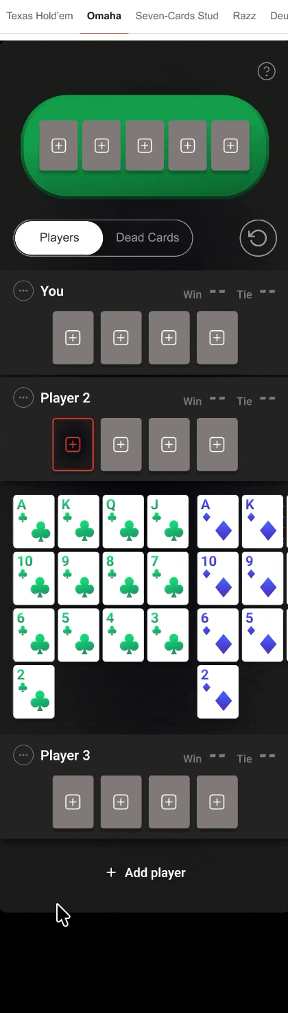Add player is at bottom of player list. 